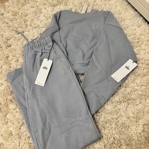 NWT Alo Light Blue (winter frost) Sweatshirt and Joggers Set